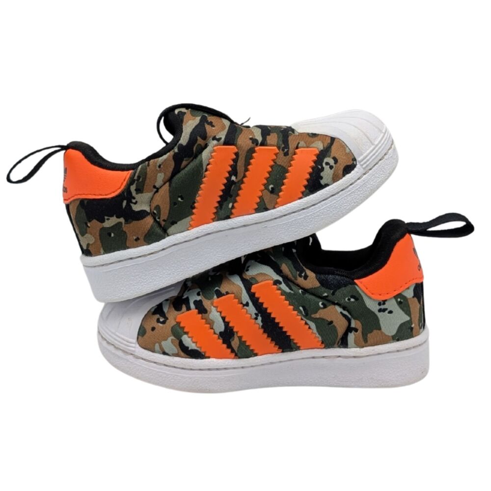 Adidas Camo Orange Superstar 360 Infant Slip On Size Baby 4 - Picture 3 of 7